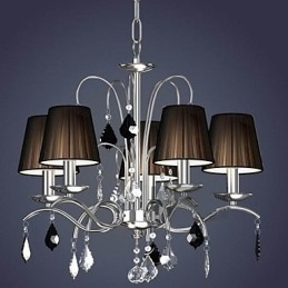 Abajur Pânză Candelabru Cristal 5 Lumini