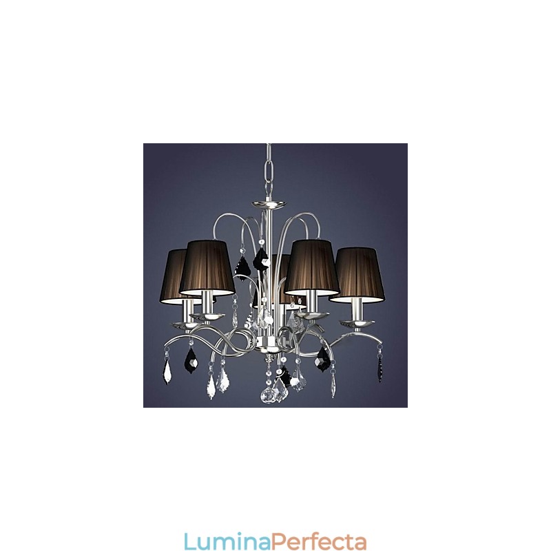 Abajur Pânză Candelabru Cristal 5 Lumini