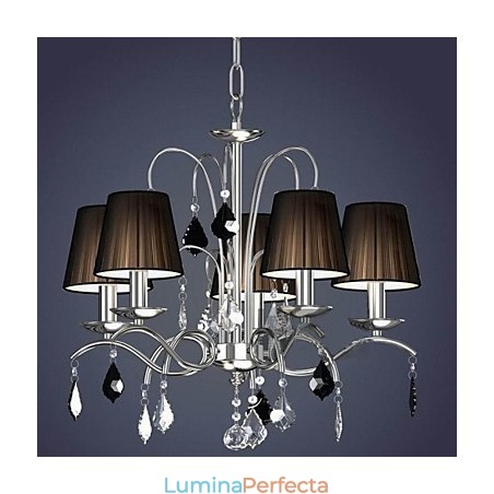 Abajur Pânză Candelabru Cristal 5 Lumini Abajur Pânză Candelabru Cristal 5 Lumini