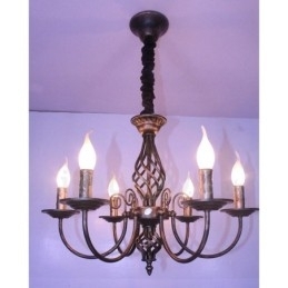 Candelabru cu pandantiv cu 6 lumini, rustic, retro, negru, alb
