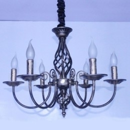 Candelabru cu pandantiv cu 6 lumini, rustic, retro, negru, alb