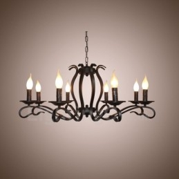 Candelabru cu pandantiv cu 8 lumini, rustic, retro, vintage, negru