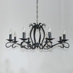 Candelabru cu pandantiv cu 8 lumini, rustic, retro, vintage, negru