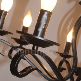 Candelabru cu pandantiv cu 8 lumini, rustic, retro, vintage, negru