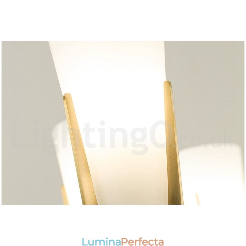 Candelabru cu pandantiv din alamă, retro, vintage, cu abajururi de sticlă