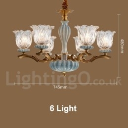 Candelabru cu pandantiv din alamă, retro, vintage, din ceramică, cu abajururi de sticlă