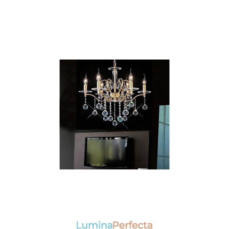 Candelabru clasic tradițional din metal auriu de cristal