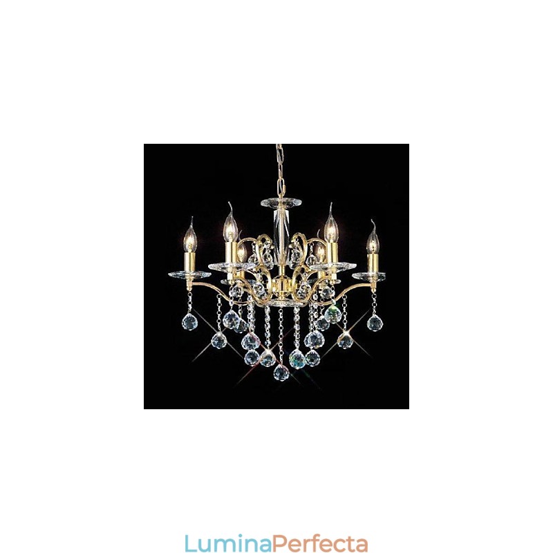 Candelabru clasic tradițional din metal auriu de cristal
