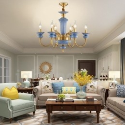 Candelabru cu pandantiv din alamă, retro, vintage, din ceramică