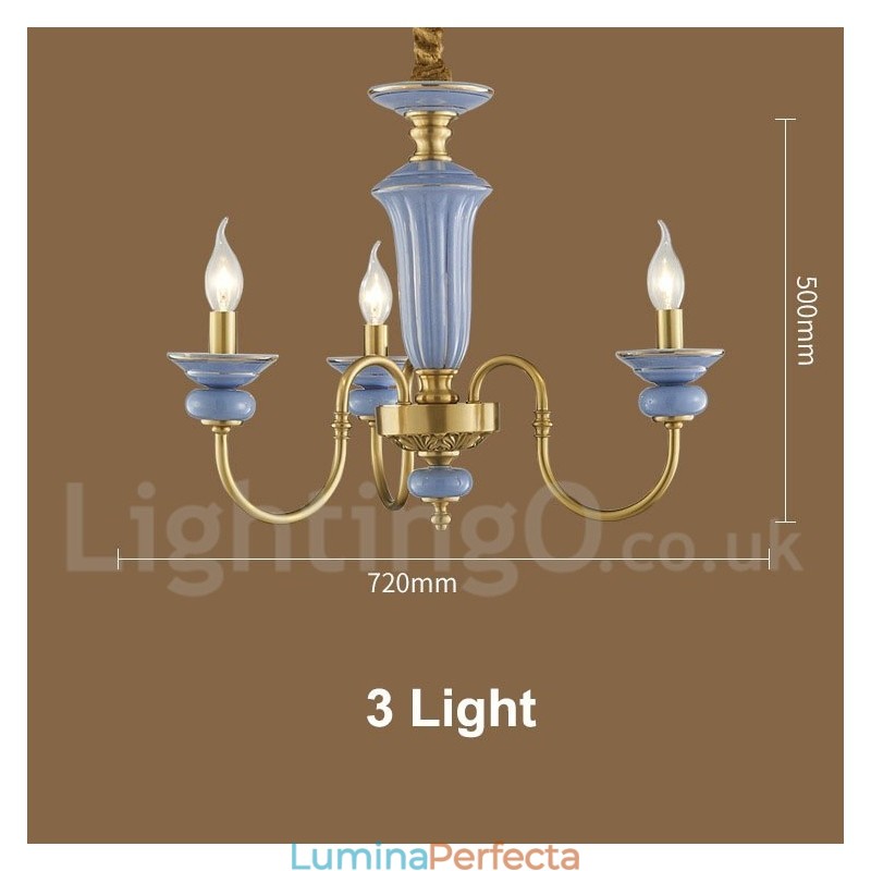 Candelabru cu pandantiv din alamă, retro, vintage, din ceramică