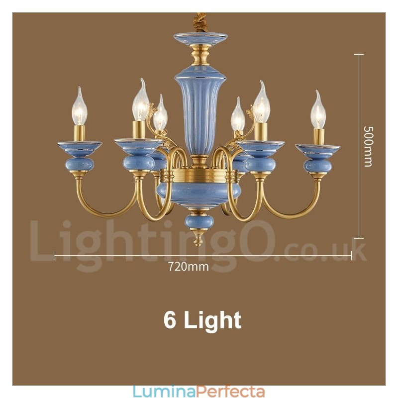 Candelabru cu pandantiv din alamă, retro, vintage, din ceramică