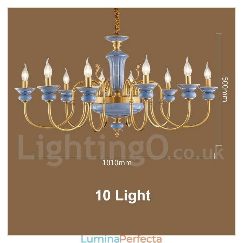 Candelabru cu pandantiv din alamă, retro, vintage, din ceramică