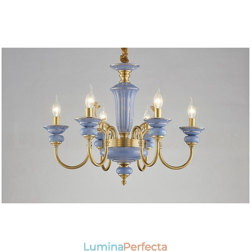 Candelabru cu pandantiv din alamă, retro, vintage, din ceramică