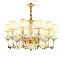 Candelabru de lumânare cu pandantiv din alamă, vintage, din ceramică, cu nuanțe de material textil