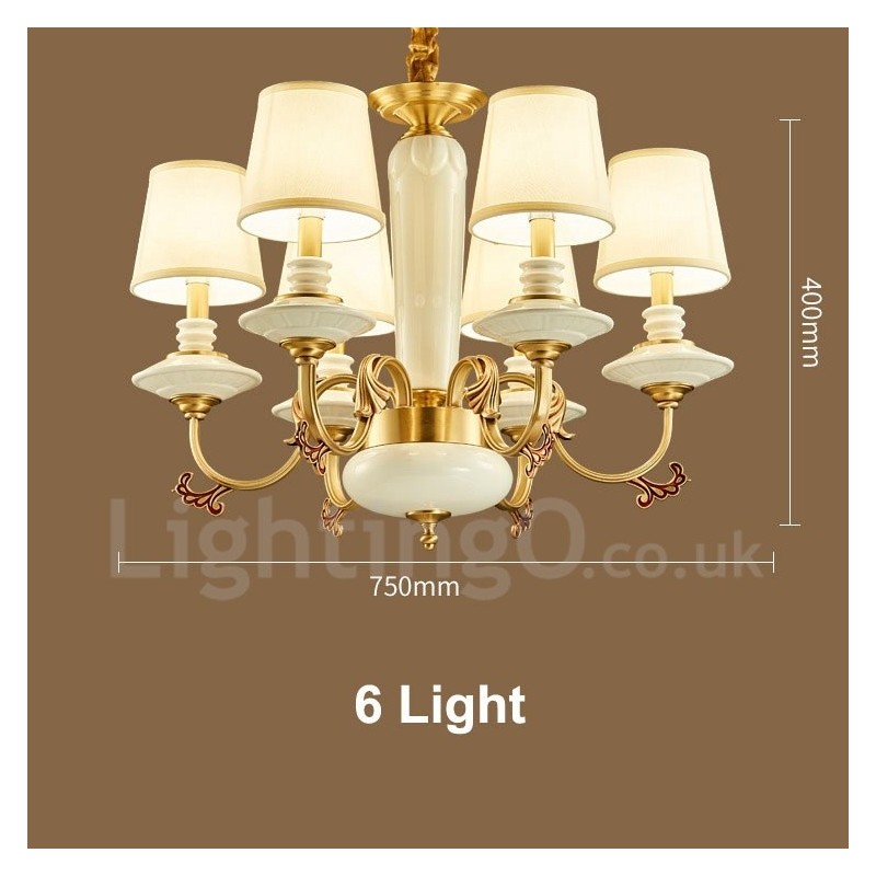 Candelabru de lumânare cu pandantiv din alamă, vintage, din ceramică, cu nuanțe de material textil