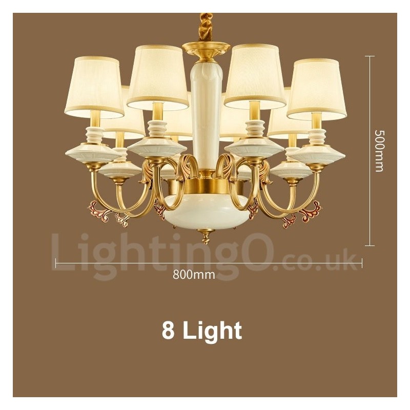 Candelabru de lumânare cu pandantiv din alamă, vintage, din ceramică, cu nuanțe de material textil