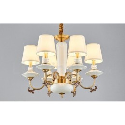 Candelabru de lumânare cu pandantiv din alamă, vintage, din ceramică, cu nuanțe de material textil