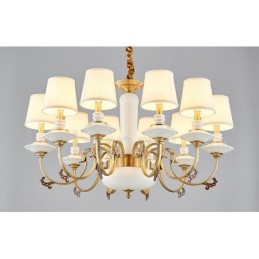 Candelabru de lumânare cu pandantiv din alamă, vintage, din ceramică, cu nuanțe de material textil