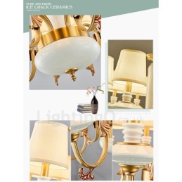 Candelabru de lumânare cu pandantiv din alamă, vintage, din ceramică, cu nuanțe de material textil