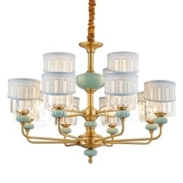 Candelabru de lumânare cu pandantiv din alamă pură, rustic, retro, vintage, din alamă, cu lumânare, cu nuanțe de material și cristal