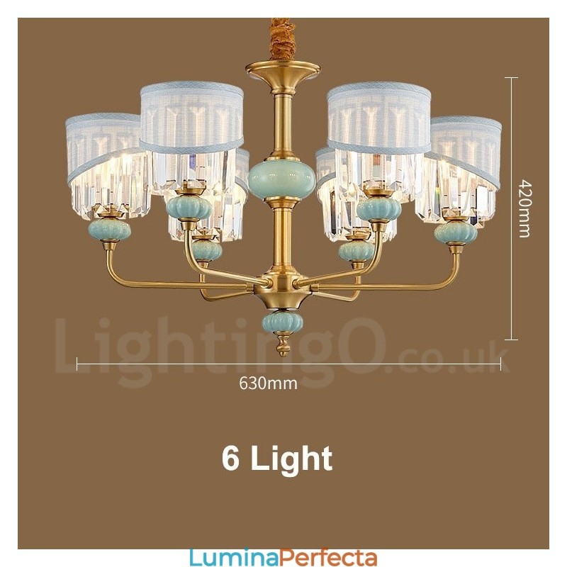 Candelabru de lumânare cu pandantiv din alamă pură, rustic, retro, vintage, din alamă, cu lumânare, cu nuanțe de material și cristal