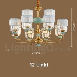 Candelabru de lumânare cu pandantiv din alamă pură, rustic, retro, vintage, din alamă, cu lumânare, cu nuanțe de material și cristal