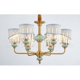 Candelabru de lumânare cu pandantiv din alamă pură, rustic, retro, vintage, din alamă, cu lumânare, cu nuanțe de material și cristal