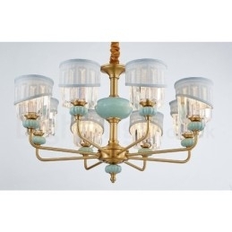 Candelabru de lumânare cu pandantiv din alamă pură, rustic, retro, vintage, din alamă, cu lumânare, cu nuanțe de material și cristal