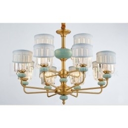 Candelabru de lumânare cu pandantiv din alamă pură, rustic, retro, vintage, din alamă, cu lumânare, cu nuanțe de material și cristal