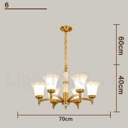 Candelabru cu pandantiv din alamă din alamă, luxos, rustic, retro, epocă, din alamă, cu abajururi de sticlă