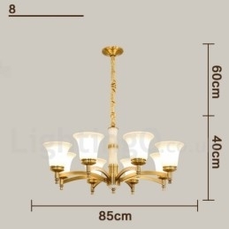 Candelabru cu pandantiv din alamă din alamă, luxos, rustic, retro, epocă, din alamă, cu abajururi de sticlă