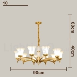 Candelabru cu pandantiv din alamă din alamă, luxos, rustic, retro, epocă, din alamă, cu abajururi de sticlă
