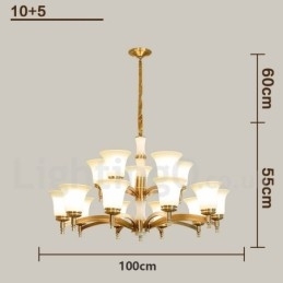 Candelabru cu pandantiv din alamă din alamă, luxos, rustic, retro, epocă, din alamă, cu abajururi de sticlă