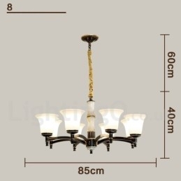 Candelabru cu pandantiv din alamă din alamă, luxos, rustic, retro, epocă, din alamă, cu abajururi de sticlă