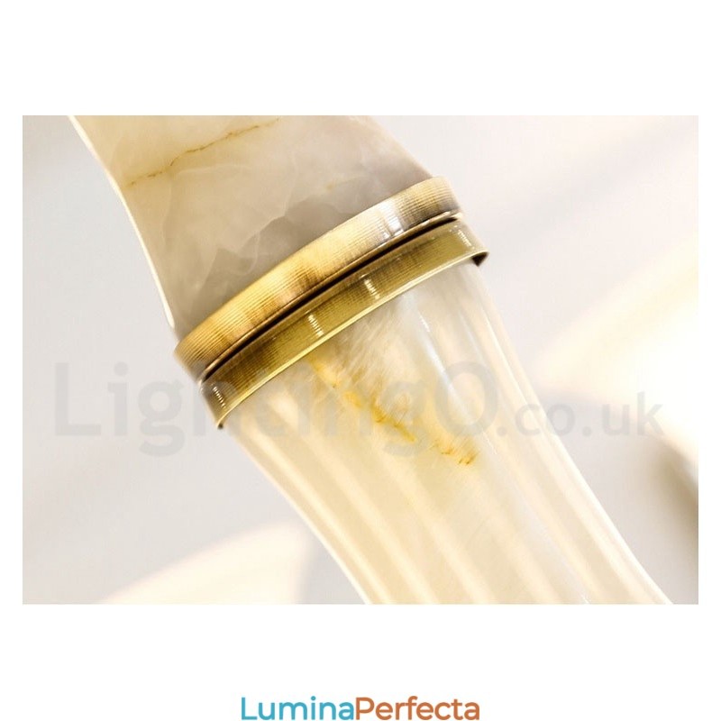 Candelabru cu pandantiv din alamă din alamă, luxos, rustic, retro, epocă, din alamă, cu abajururi de sticlă