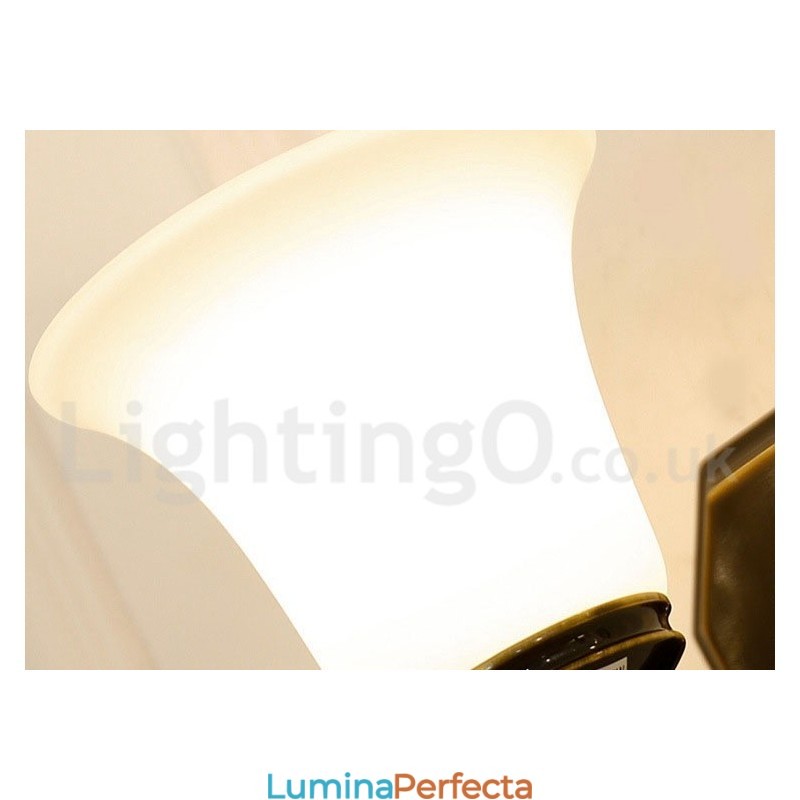 Candelabru cu pandantiv din alamă din alamă, luxos, rustic, retro, epocă, din alamă, cu abajururi de sticlă