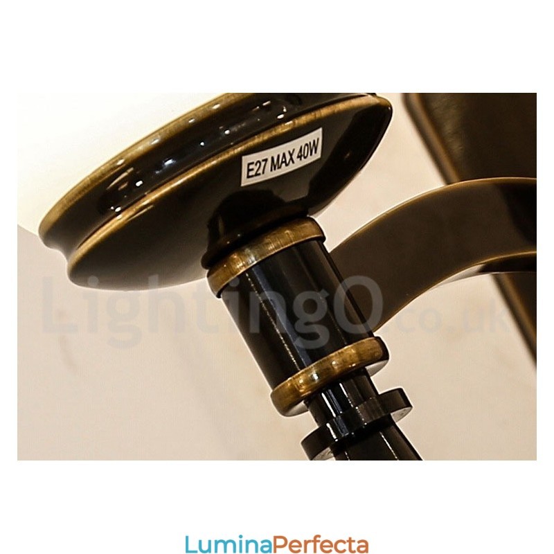 Candelabru cu pandantiv din alamă din alamă, luxos, rustic, retro, epocă, din alamă, cu abajururi de sticlă