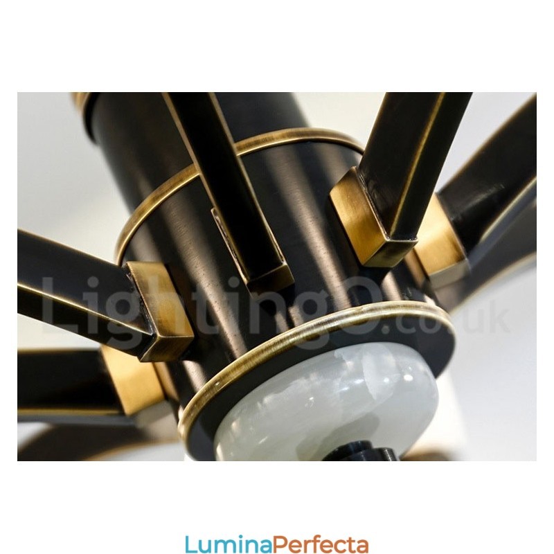Candelabru cu pandantiv din alamă din alamă, luxos, rustic, retro, epocă, din alamă, cu abajururi de sticlă