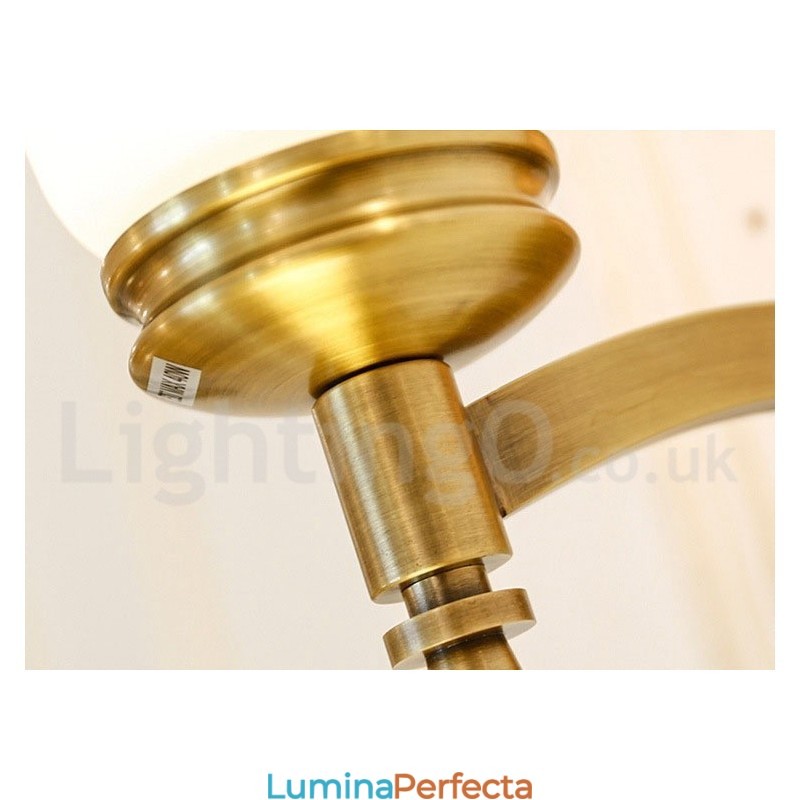 Candelabru cu pandantiv din alamă din alamă, luxos, rustic, retro, epocă, din alamă, cu abajururi de sticlă