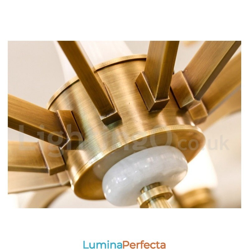 Candelabru cu pandantiv din alamă din alamă, luxos, rustic, retro, epocă, din alamă, cu abajururi de sticlă