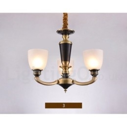 Candelabru de lumânare cu pandantiv din alamă, rustic, retro, de lux, din alamă pură, cu abajururi de sticlă