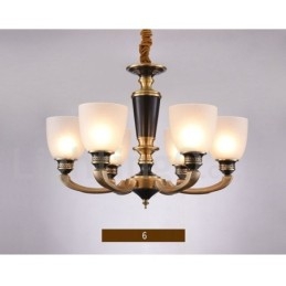 Candelabru de lumânare cu pandantiv din alamă, rustic, retro, de lux, din alamă pură, cu abajururi de sticlă