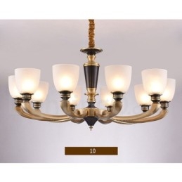 Candelabru de lumânare cu pandantiv din alamă, rustic, retro, de lux, din alamă pură, cu abajururi de sticlă