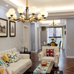 Candelabru de lumânare cu pandantiv din alamă, rustic, retro, de lux, din alamă pură, cu abajururi de sticlă