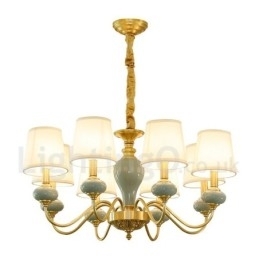 Candelabru de lumânare cu pandantiv din alamă din alamă pură, rustic, retro, vintage, din ceramică, cu nuanțe de țesătură