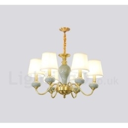 Candelabru de lumânare cu pandantiv din alamă din alamă pură, rustic, retro, vintage, din ceramică, cu nuanțe de țesătură