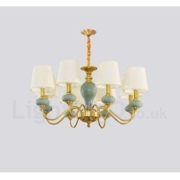 Candelabru de lumânare cu pandantiv din alamă din alamă pură, rustic, retro, vintage, din ceramică, cu nuanțe de țesătură