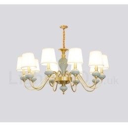 Candelabru de lumânare cu pandantiv din alamă din alamă pură, rustic, retro, vintage, din ceramică, cu nuanțe de țesătură