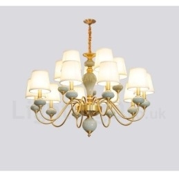 Candelabru de lumânare cu pandantiv din alamă din alamă pură, rustic, retro, vintage, din ceramică, cu nuanțe de țesătură