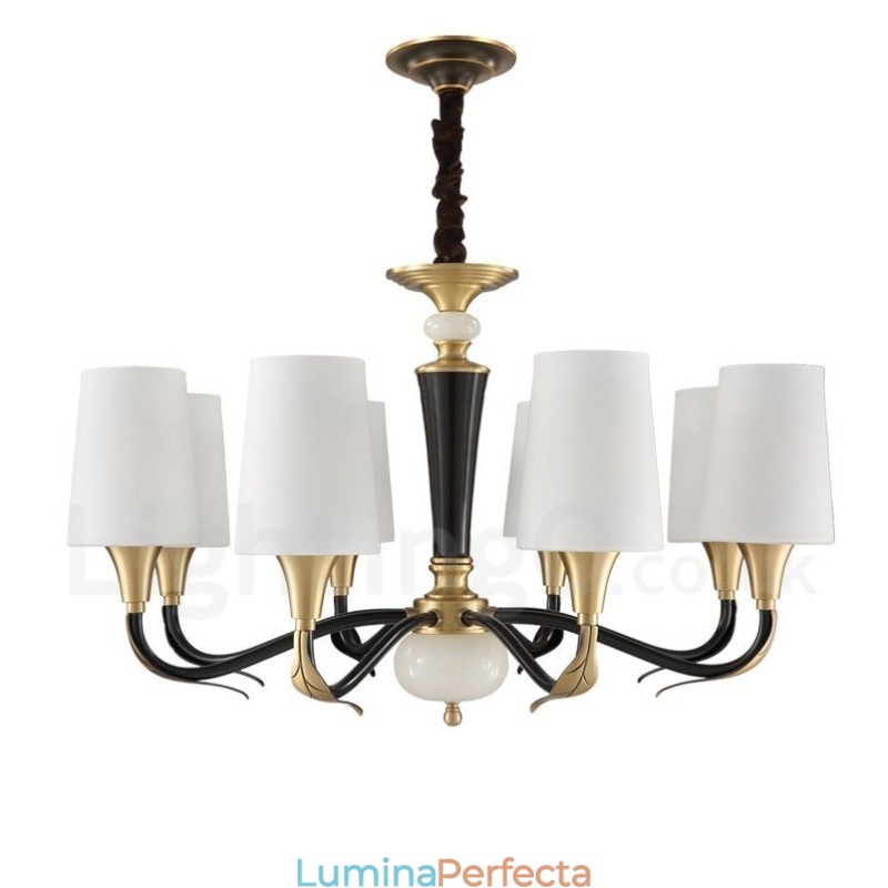 Candelabru cu pandantiv din alamă din alamă, luxos, rustic, retro, vintage, din alamă, cu abajururi de sticlă